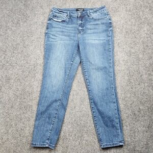 Judy Blue Jeans Womens 13/31 Medium Wash Relaxed Fit Straight Speckled Denim